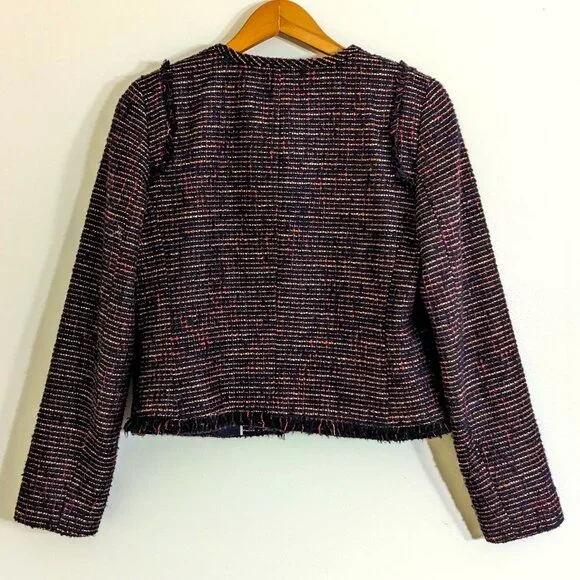 Banana Republic Tweed Fringe Detail Cropped Blazer Multicolor Size 8​ - Picture 5 of 6
